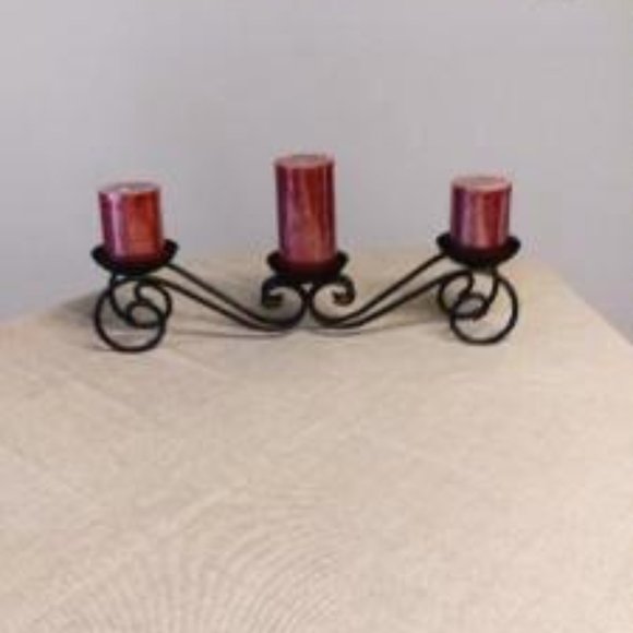 Black Metal Triple Candle Holder - Picture 3 of 4